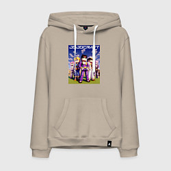 Толстовка-худи хлопковая мужская Джотаро Куджо и компания - Майнкрафт коллаба, цвет: миндальный