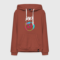 Толстовка-худи хлопковая мужская Slayer rock star cat, цвет: кирпичный