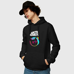 Толстовка-худи хлопковая мужская Arctic Monkeys rock star cat, цвет: черный — фото 2