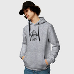 Толстовка-худи хлопковая мужская Новогодняя Буренка, цвет: меланж — фото 2