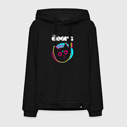 Толстовка-худи хлопковая мужская The Doors rock star cat, цвет: черный