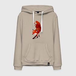 Толстовка-худи хлопковая мужская Лиса житель леса, цвет: миндальный