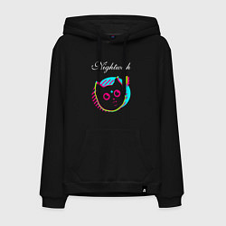 Толстовка-худи хлопковая мужская Nightwish rock star cat, цвет: черный