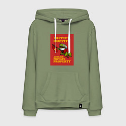 Толстовка-худи хлопковая мужская Лягушка революционер, цвет: авокадо