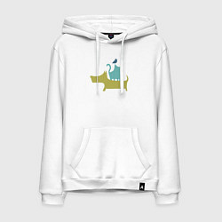 Толстовка-худи хлопковая мужская Bird dog cat, цвет: белый
