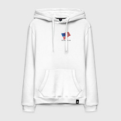Толстовка-худи хлопковая мужская Im an American - motto, цвет: белый