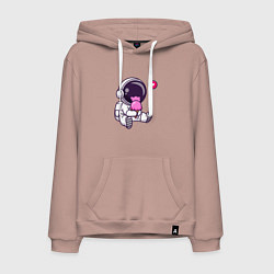 Толстовка-худи хлопковая мужская Космонавт и мороженое, цвет: пыльно-розовый