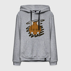 Толстовка-худи хлопковая мужская Стилизованная морда лисы, цвет: меланж