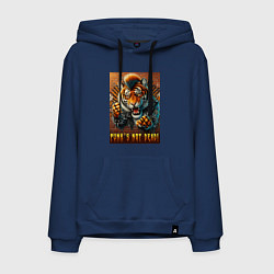 Толстовка-худи хлопковая мужская Punks not dead - motto tiger, цвет: тёмно-синий