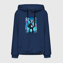 Толстовка-худи хлопковая мужская Panda samurai - bushido ai art, цвет: тёмно-синий