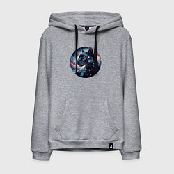 Толстовка-худи хлопковая мужская Звёздная пантера - нейросеть, цвет: меланж
