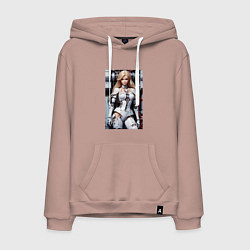 Толстовка-худи хлопковая мужская Кибер Барби - нейросеть фантазия, цвет: пыльно-розовый