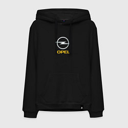 Толстовка-худи хлопковая мужская Opel авто бренд, цвет: черный