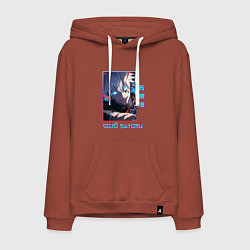 Толстовка-худи хлопковая мужская Портрет Gojo Satoru - Магическая битва, цвет: кирпичный