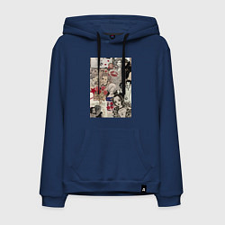 Толстовка-худи хлопковая мужская Нана Осаки коллаж, цвет: тёмно-синий