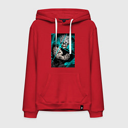 Толстовка-худи хлопковая мужская Магическая битва Сатору Годзё пурпурный, цвет: красный