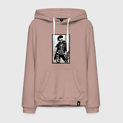 Толстовка-худи хлопковая мужская Хэллоуин в Нью-Йорке - нейросеть, цвет: пыльно-розовый