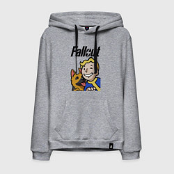 Толстовка-худи хлопковая мужская Vault boy and shepherd, цвет: меланж