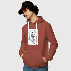 Толстовка-худи хлопковая мужская Паразит: Учение о жизни Синъити Идзуми, цвет: кирпичный — фото 2