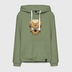 Толстовка-худи хлопковая мужская Черепушка, цвет: авокадо