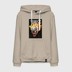Толстовка-худи хлопковая мужская Twisted metal 2 - clown head, цвет: миндальный