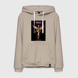 Толстовка-худи хлопковая мужская Обложка Нирвана с автографами, цвет: миндальный