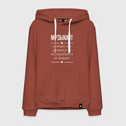 Толстовка-худи хлопковая мужская Музыкант волшебник, цвет: кирпичный