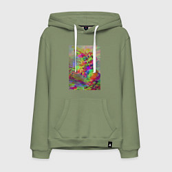 Толстовка-худи хлопковая мужская Бонапарт на перевале Сен-Бернар с глюками, цвет: авокадо