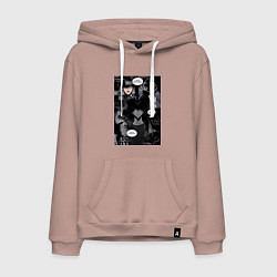 Толстовка-худи хлопковая мужская Поднятие уровня в одиночку Джину Сон коллаж, цвет: пыльно-розовый