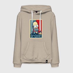 Толстовка-худи хлопковая мужская Homer with donut, цвет: миндальный