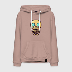 Толстовка-худи хлопковая мужская Маленький скелет, цвет: пыльно-розовый