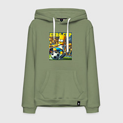 Толстовка-худи хлопковая мужская Euro cup - Bart Simpson, цвет: авокадо
