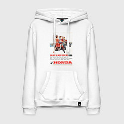 Толстовка-худи хлопковая мужская Honda мотоцикл, цвет: белый