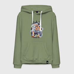 Толстовка-худи хлопковая мужская One piece дым smoke, цвет: авокадо