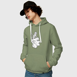Толстовка-худи хлопковая мужская Мартышка в голове, цвет: авокадо — фото 2