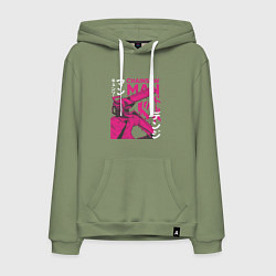 Толстовка-худи хлопковая мужская Человек-бензопила Денджи неон, цвет: авокадо