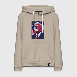 Толстовка-худи хлопковая мужская Дональд Трамп, цвет: миндальный