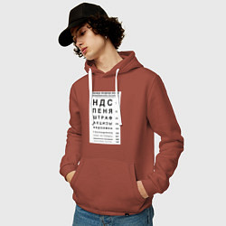 Толстовка-худи хлопковая мужская Бухгалтер проверка зрения, цвет: кирпичный — фото 2