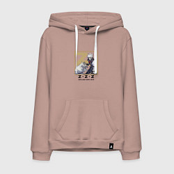 Толстовка-худи хлопковая мужская Ликаон - Zenless Zone Zero, цвет: пыльно-розовый