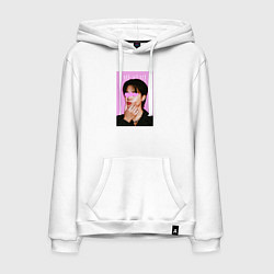 Толстовка-худи хлопковая мужская Чимин BTS, цвет: белый