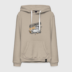 Толстовка-худи хлопковая мужская Chillowieczka - овечка чилит, цвет: миндальный