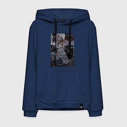 Толстовка-худи хлопковая мужская Художественный творческий беспорядок, цвет: тёмно-синий