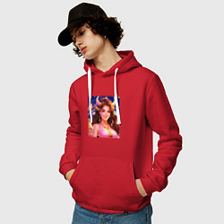 Толстовка-худи хлопковая мужская Телец девушка, цвет: красный — фото 2