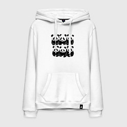 Толстовка-худи хлопковая мужская Шесть панд, цвет: белый