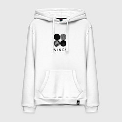 Толстовка-худи хлопковая мужская BTS Wings, цвет: белый