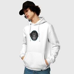 Толстовка-худи хлопковая мужская Funny monkey, цвет: белый — фото 2