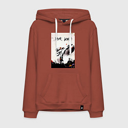 Толстовка-худи хлопковая мужская Тхэквондо боец, цвет: кирпичный