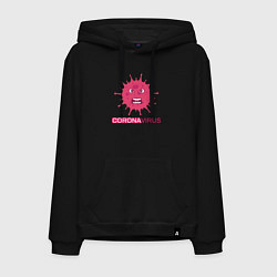 Толстовка-худи хлопковая мужская Pink coronavirus, цвет: черный