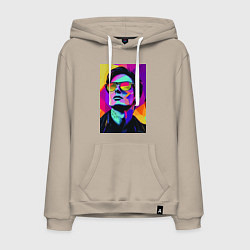 Толстовка-худи хлопковая мужская Портрет Дурова pop art, цвет: миндальный