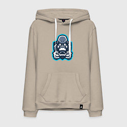 Толстовка-худи хлопковая мужская Gamer monkey, цвет: миндальный